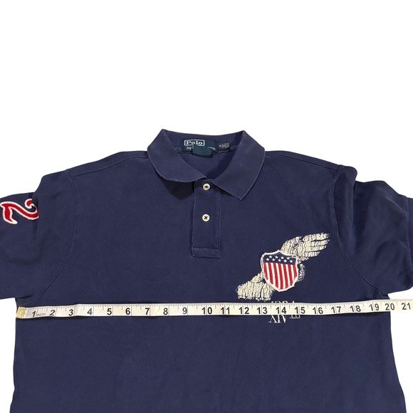Polo Ralph Lauren Men's Navy Blue Custom Fit Polo Shirt Embroidered Wings Size M - Picture 10 of 11